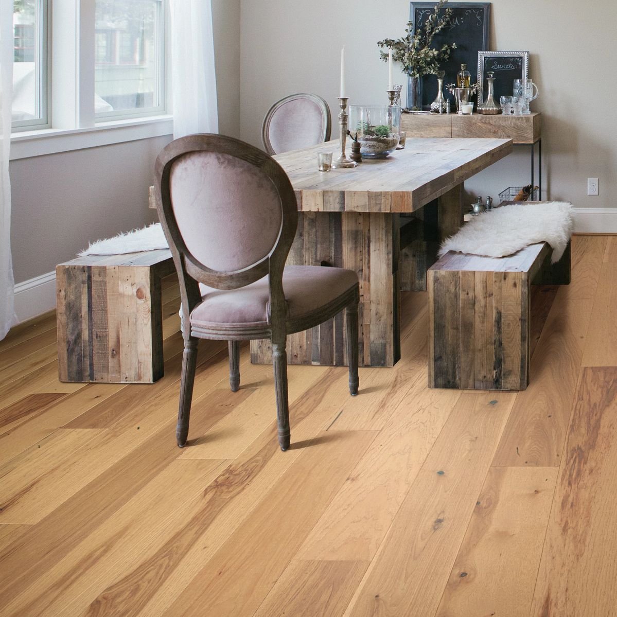 Dining room with engineered hardwood flooring from Carpet Plus in the Worthington, MN area