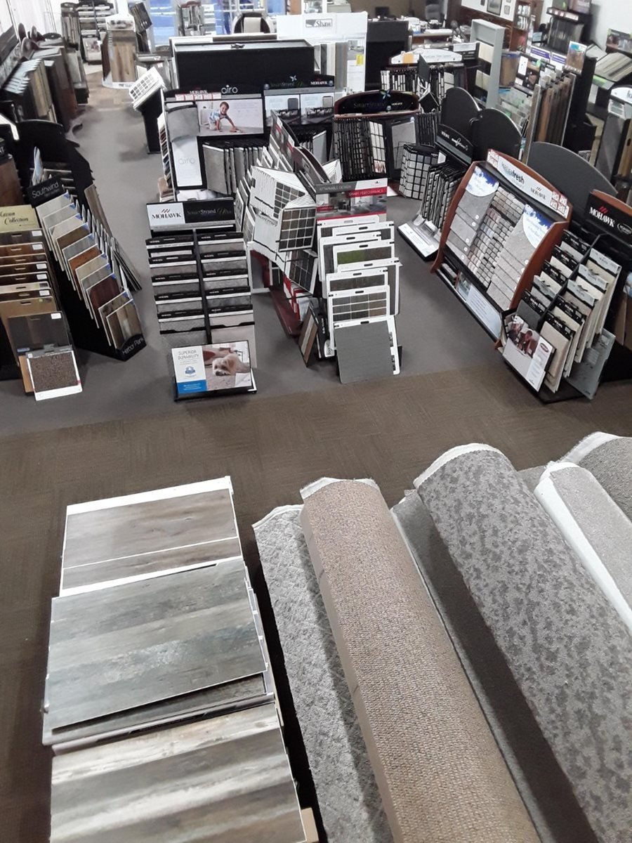 Flooring products in the showroom from Carpet Plus in the Worthington, MN area