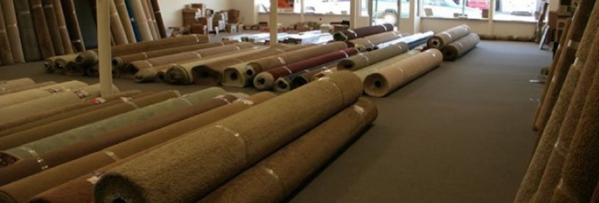 Carpet rolls in showroom from Carpet Plus in the Worthington, MN area