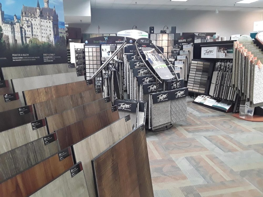 Carpet plus showroom with flooring products on display - Carpet Plus in the Worthington, MN area
