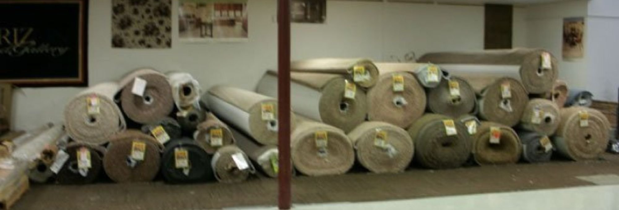 Rolls of carpet in showroom from Carpet Plus in the Worthington, MN area
